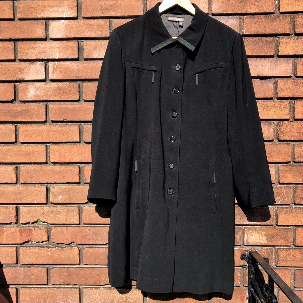 TRISTAN Knee Length Black Trench Coat